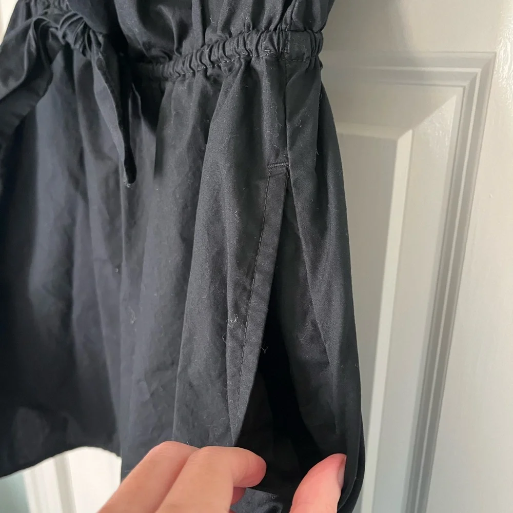 GAP Black Short Sleeve Mini Dress with Tie Waist and Collar - Picture 4 of 6